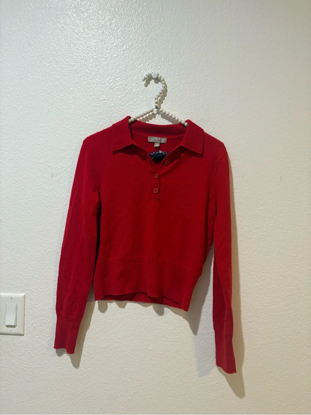 J. Crew XS  Cashmere Women's Red Long-Sleeve Polo Sweater